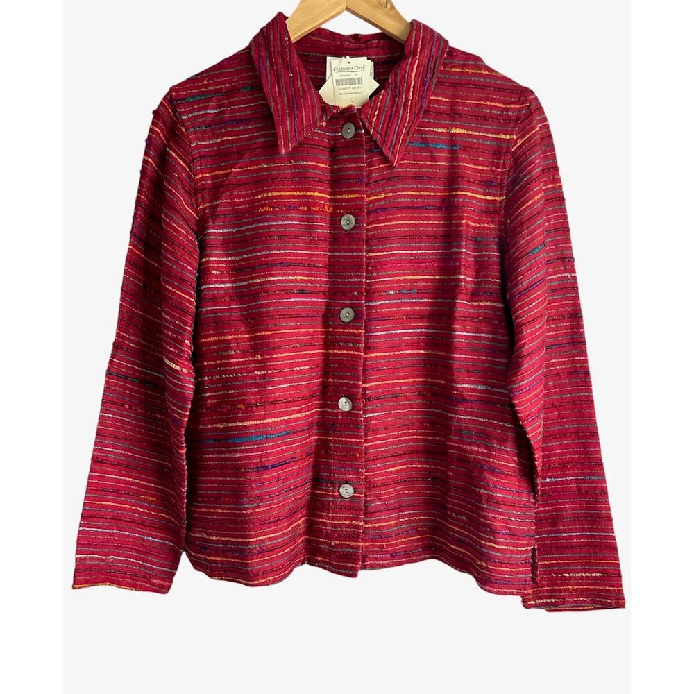 Coldwater Creek‎ Women’s Small Silk Blend Vintage Striped Jacket NEW